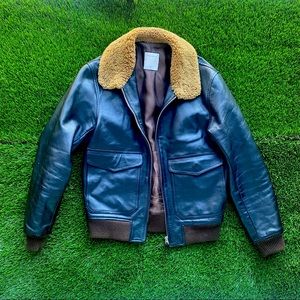 Sandro Paris Black Aviator Leather Jacket